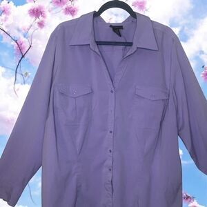 Lane Bryant Purple Button Up Plus Size Blouse Shirt Top 26/28 Dress Easter 4X